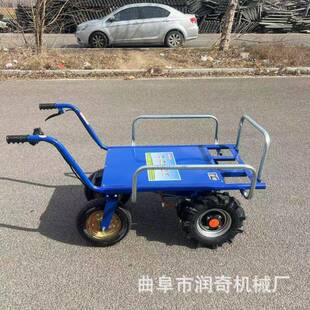 山上小路独电动力手轮推车山坡432物搬助运两轮平板车带栏资杆