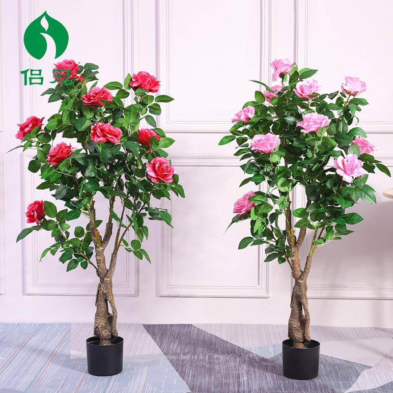 玫花月季仿真商绿植景观造景装饰瑰室内-场假酒店创意摆件客厅落