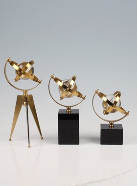 现代创意轻奢水晶球地球仪摆件办公室高档书房客厅玄X关酒柜装饰