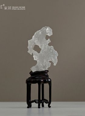 现代新中式简约透明太湖石摆件样板间书房客厅玄关桌W面装饰品摆