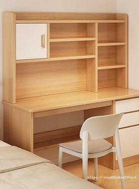 书桌书架一体电桌子台式脑桌书柜组家用卧室学生学IKP习写字带桌椅合