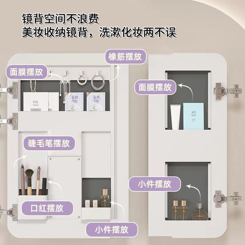 圆弧形智能浴室镜柜太空铝卫生间单独镜子带架巾孔圆角783美纸防