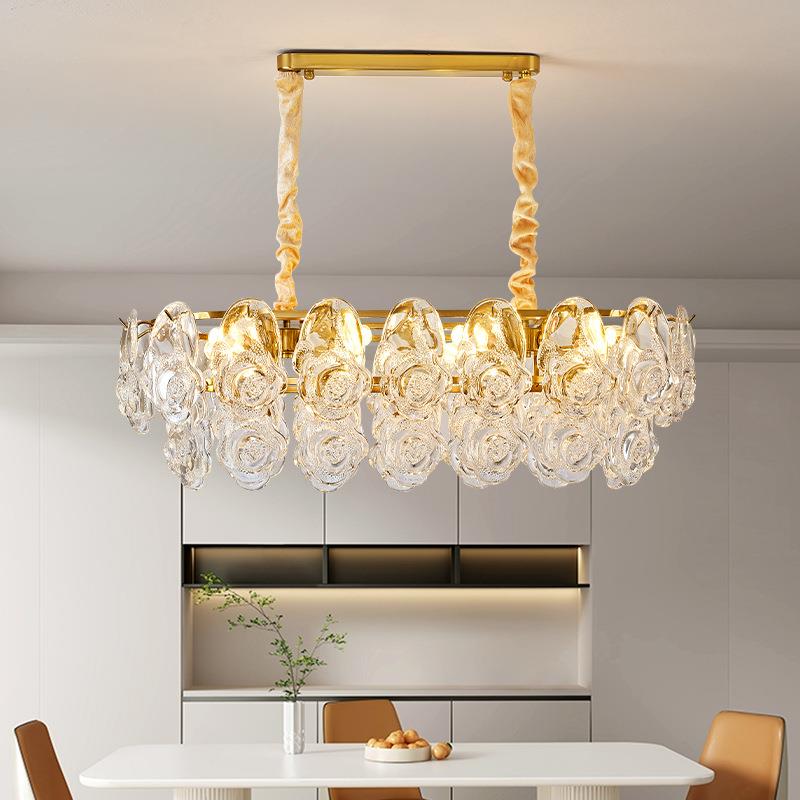 奶油水风法式吊灯轻奢晶珍珠室玻璃网红意现88代简约大创气客厅卧