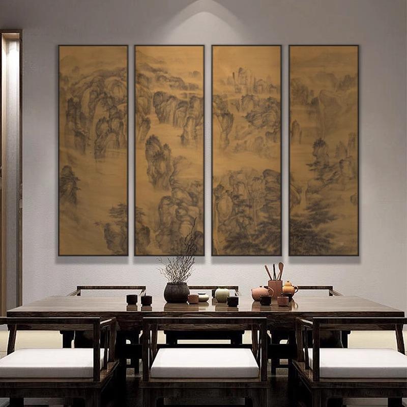 新中式GKB巨山水风景高挂档装饰画酒店堂过道大幅挂画别墅客厅墙