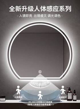 JUb半圆智能浴室镜卫生间壁挂高清除雾触摸式梳妆台带灯LDE化妆镜