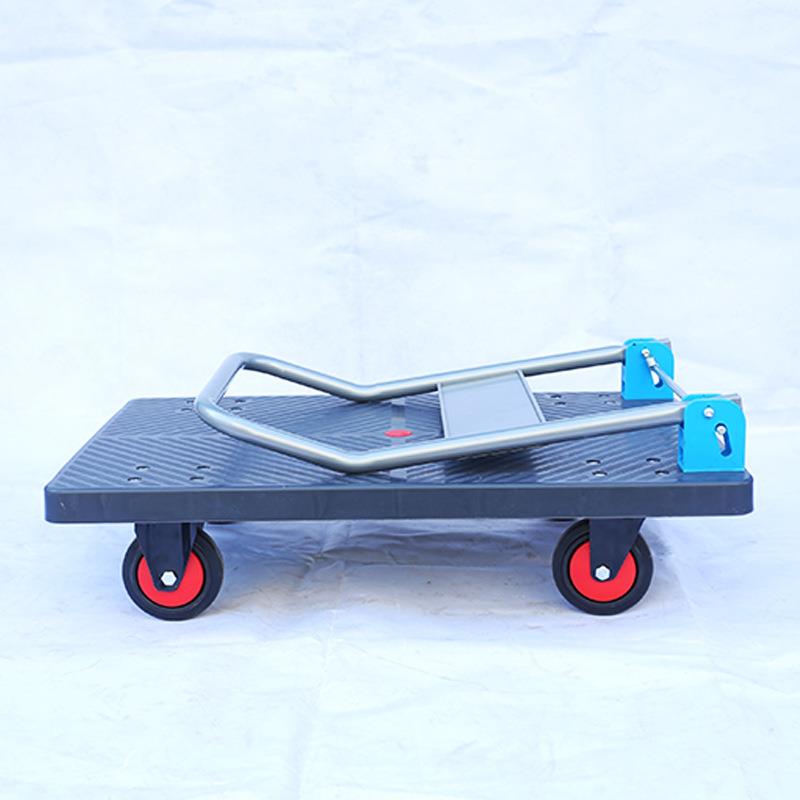 塑平板手推运车609料0折叠轻巧静音仓788库拉车塑货物搬工料具车