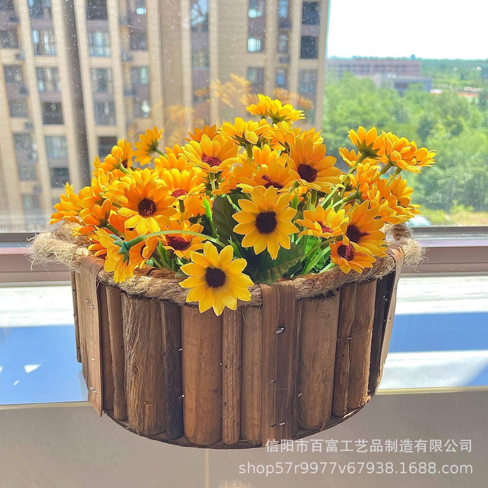 防腐木编花篮编织花盆套阳台户外家用装饰花篮摆件收纳篮子编织筐