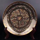 巴基斯坦铜器手工彩点墙壁挂盘家居酒店餐厅玄关仿古铜盘子摆件