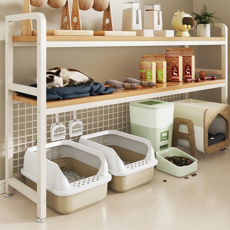 猫砂盆上方置物架猫窝放置架猫狗罐头收纳架多层T洞洞板储物柜子