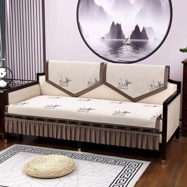 皮沙发专用贵妃沙发垫2023年新款高档新中式绣花沙发布套罩靠背巾,居家布艺,沙发垫,淘宝优惠券,粉丝福利购,淘宝优惠卷