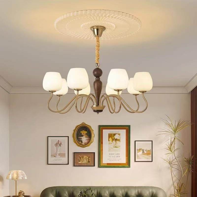 全光法谱护眼式中古色风客厅美式复厅古胡桃木餐厅大130主灯新款,家装灯饰光源,智能吊灯,淘宝优惠券,粉丝福利购,淘宝优惠卷