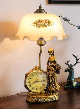 5V欧钟表台灯卧室床头柜复8TGTL854古控遥能调式光装饰书房客智厅