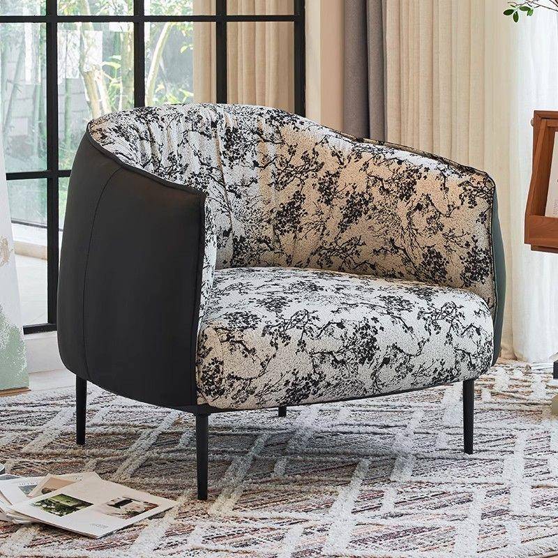 法复古单人沙老发虎设椅计师家用客厅阳台接待休闲式647单椅懒人