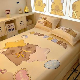 新款卡两皮拉棉纯棉巴大版单床笠全包床垫套三件套学生宿2025423J