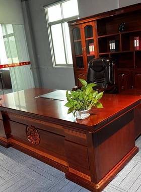 实木班台大桌老板桌办公家具组合新中式JY001简约经理总裁桌主公