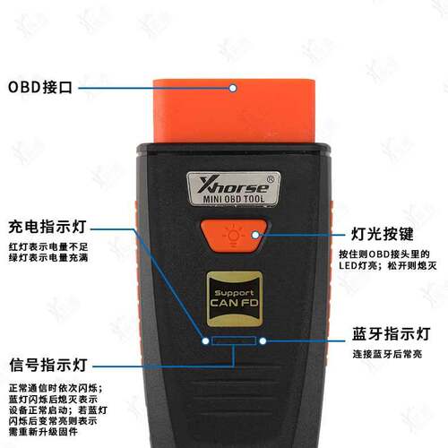 VVDI MINI OBD二代匹配仪 迷你obd内置CANFD 可连接手机使用
