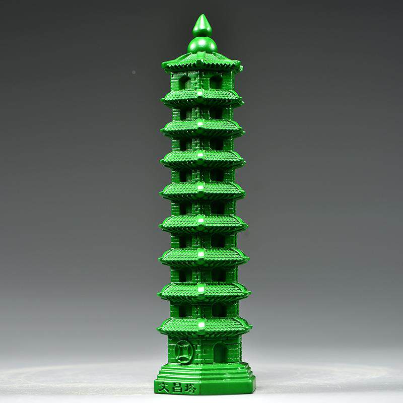 绿头色9木雕刻层文塔昌摆件实LDS01074木九层文昌塔家居客厅办公