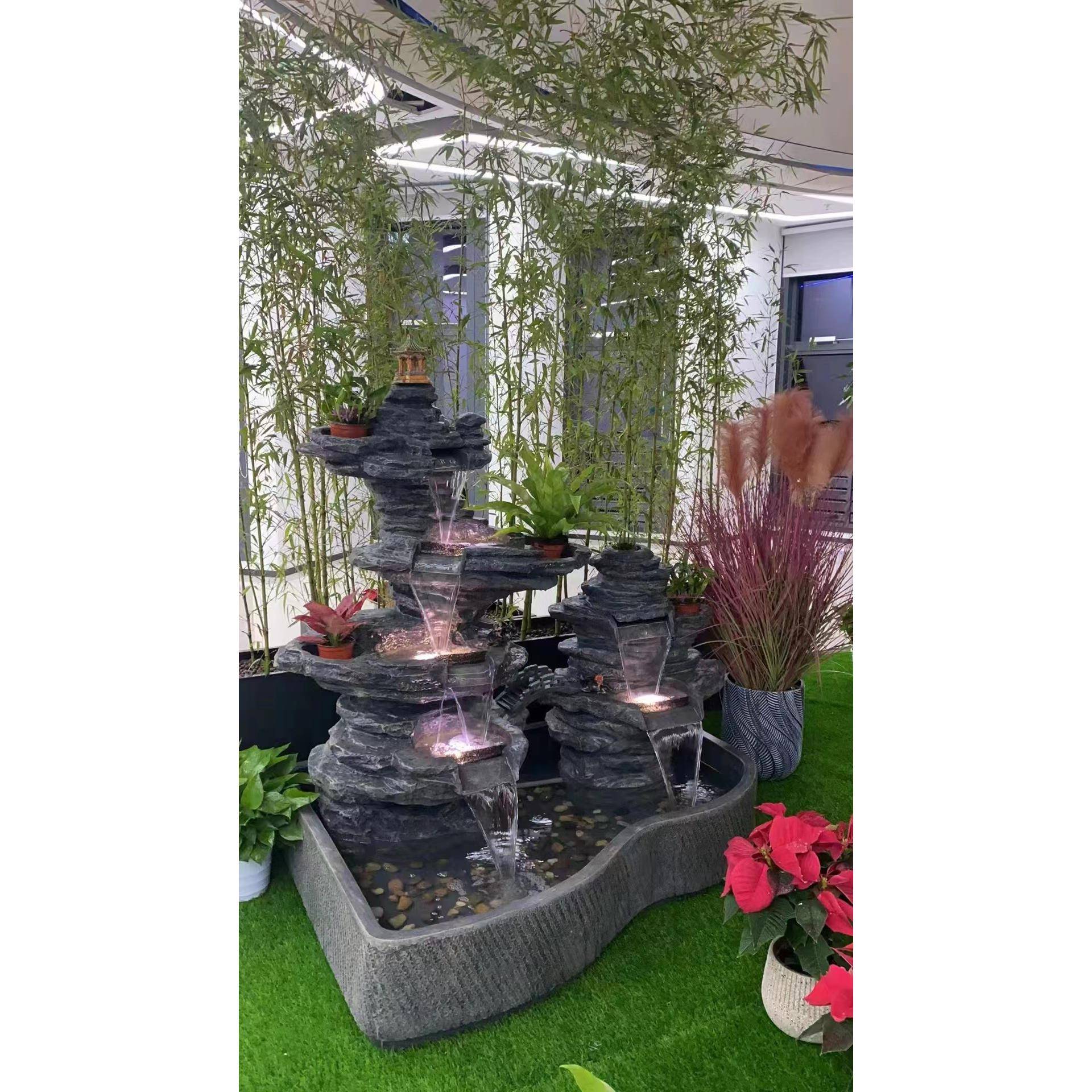 假山流喷泉摆件别墅财花酒园露台水景826公司水店招风水装饰工艺