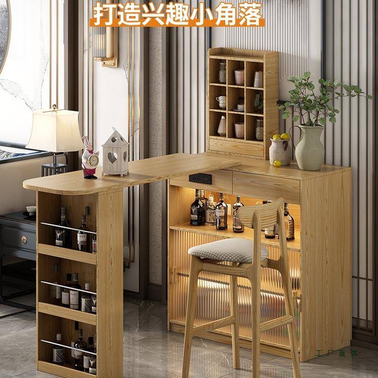 实木985吧台中岛台缩小户型家用多功能靠墙储柜隔物断柜沙发伸桌