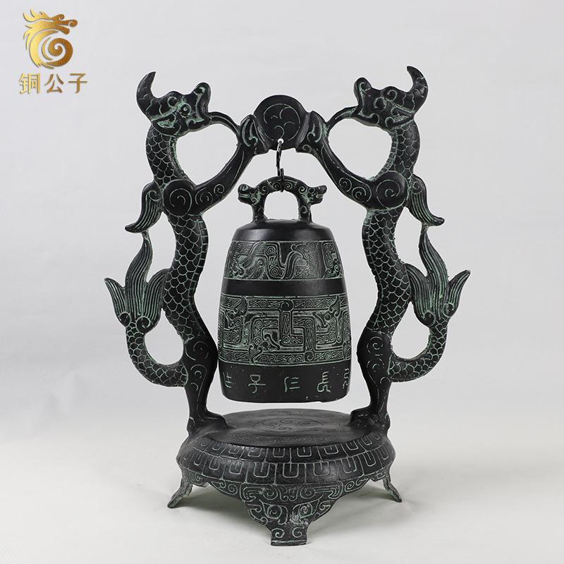 双龙仿古具青铜器艺品桌面书房摆件古风影视拍钟摄道警SLZ002工钟