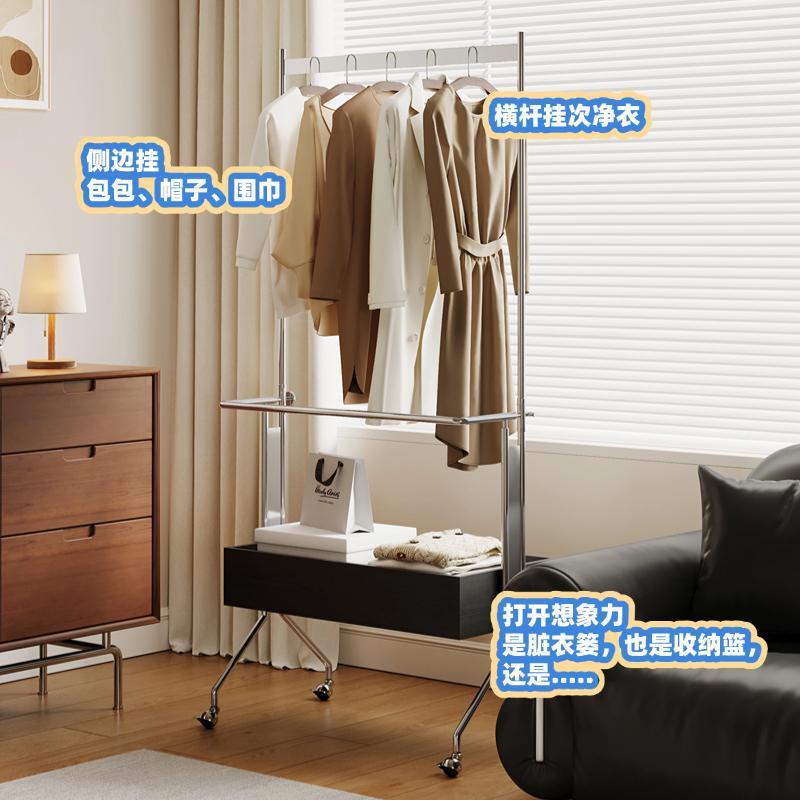 中古收纳架VZJ衣落地式卧室家用内可挂移动衣帽实木服转角架简易