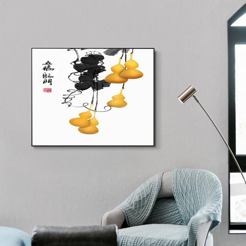 新中式电表箱装饰画免打孔空开电闸遮挡盒中式壁画餐厅配电箱挂画