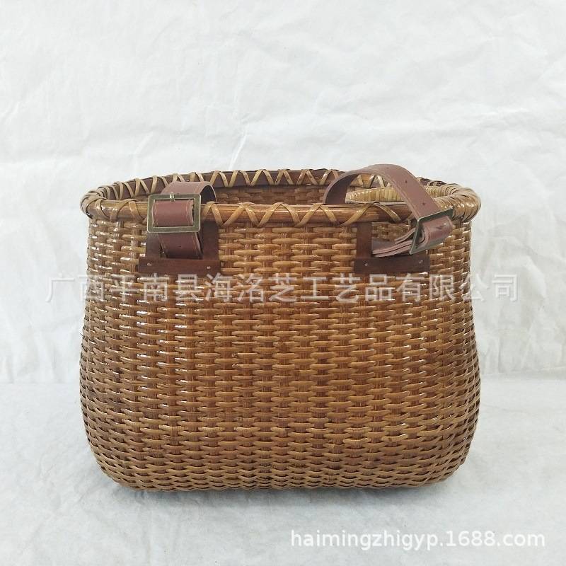 藤制品自行车车头篮 收纳篮藤编织车头篮工厂直销储物