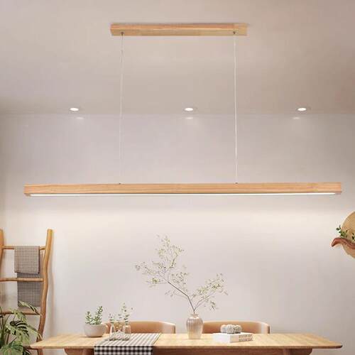 新式实木一字e餐厅吊灯简约办公室中641日式木餐桌原长条茶室ld吊