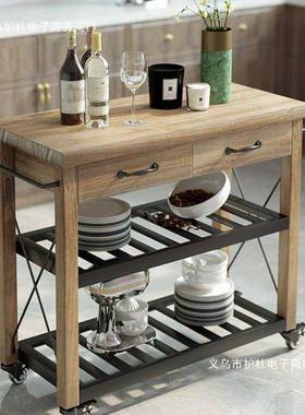 厨房料理中岛台可移车动小推切台实柜木岩板餐边18868菜小户型