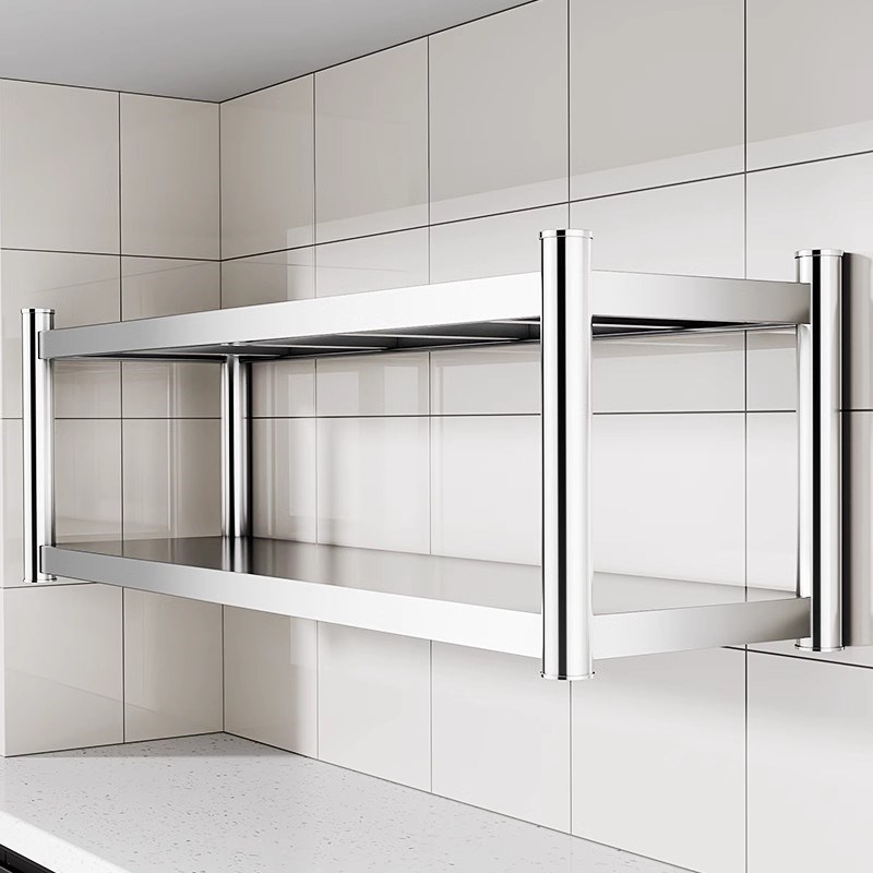 不锈钢厨房墙面置物架壁挂式多功能商用挂墙上收纳架Y子墙壁悬空