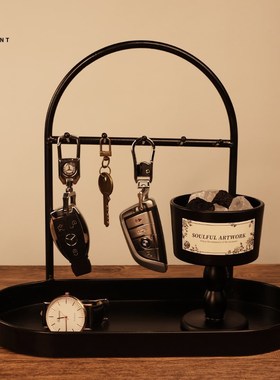 玄关置物架带香味摆件入户门口挂钥匙收纳装饰Q首饰收纳盒轻奢复