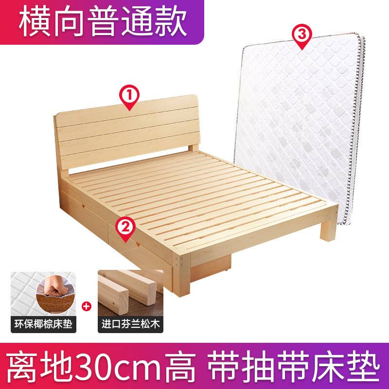 实木床.米床架双人床经济型简易单人床.现代简约.出租房全