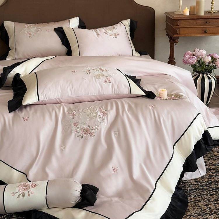 少女心全棉超柔四件套法式花卉刺绣长绒棉被套床单床上用品粉咖色,鲜花速递/花卉仿真/绿植园艺,割草机/草坪机,淘宝优惠券,粉丝福利购,淘宝优惠卷