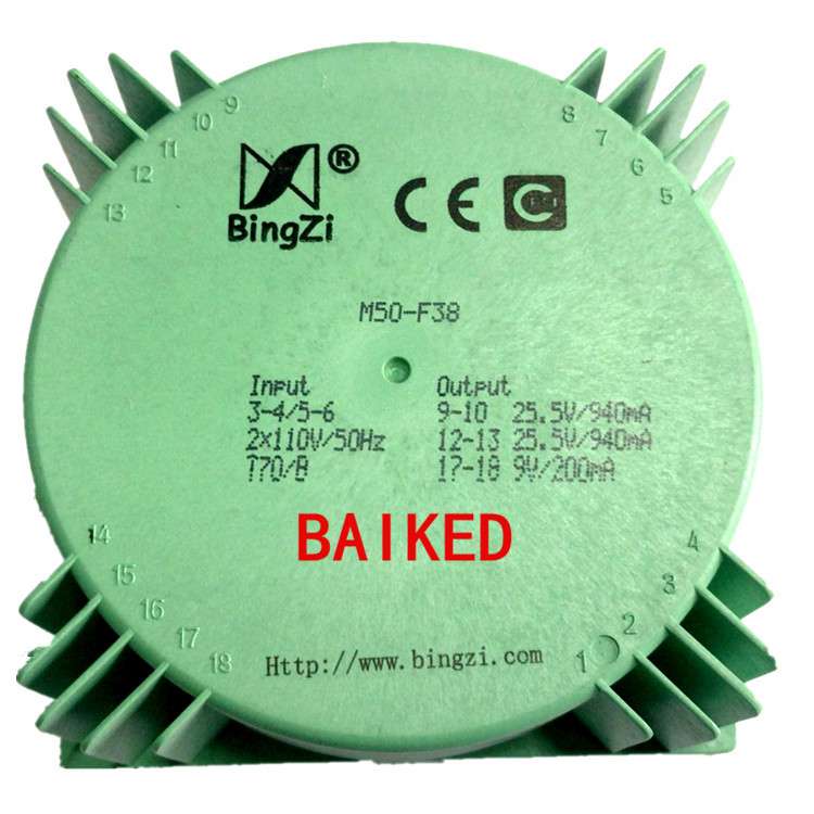 BingZi 绿魔 兵字变压器 M50-F38 50VA 2x110v/50Hz 25.5v/940mA