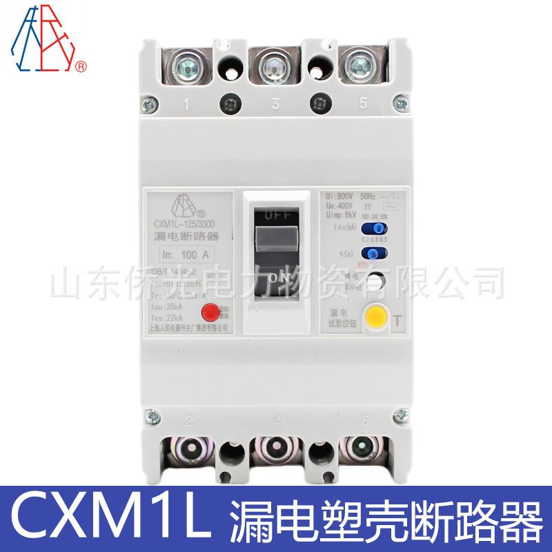 上海人民电器开关CXM1L-125 250/4300 100A160A250A漏电断路器