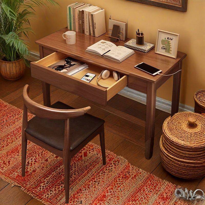 简约全实木书桌卧室中小学生写字桌小户型电脑桌家用成人办公桌子