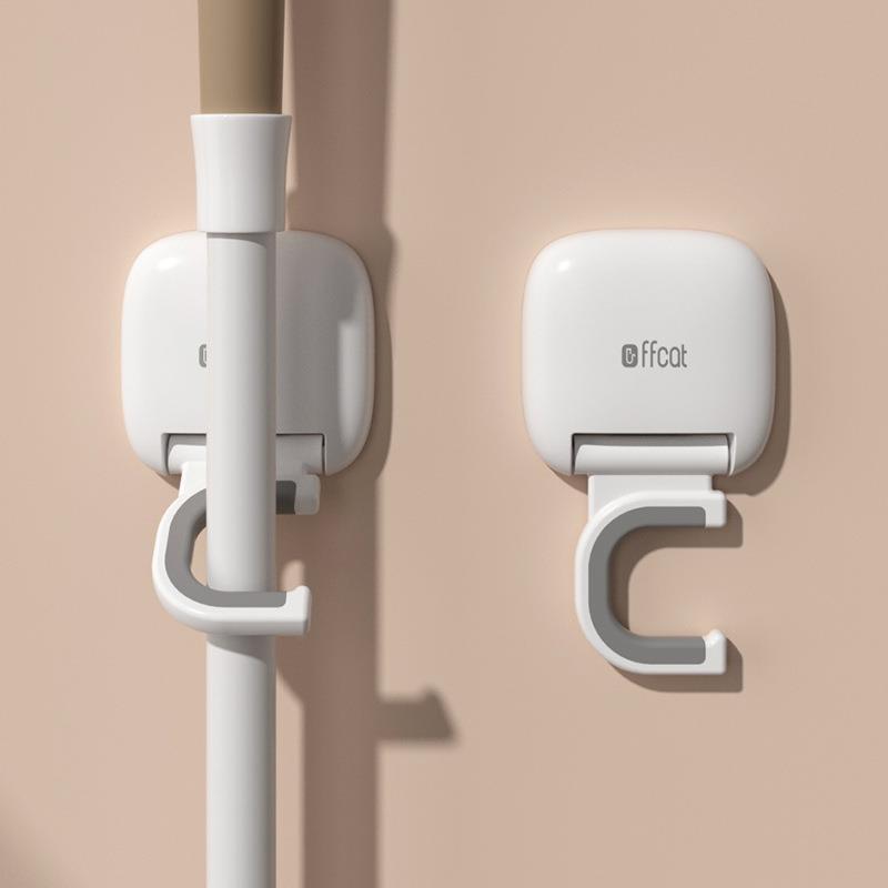 英文拖把挂钩浴室免打孔多功能拖布挂架壁挂扫把S夹化妆室收纳神