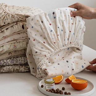 可爱卡通花ASDE类全棉双层纱床件笠单碎双人床笠保护套梦思席保邹