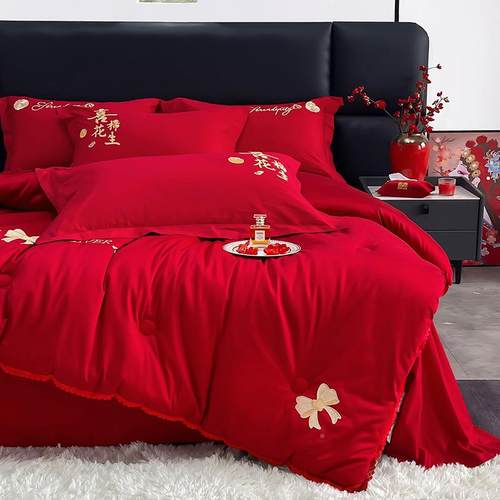 新款大红色结婚陪嫁婚庆喜被新婚加厚春WWW-202保暖被被双人被秋