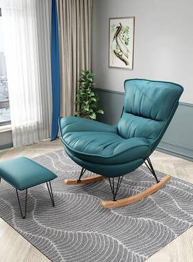 科技妃布MVA椅阳台贵躺椅龙虾摇椅休闲网红懒人沙发椅轻奢猫爪皮