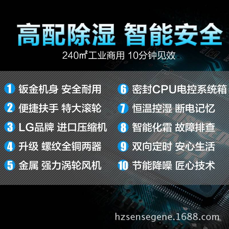 松京138L工业除湿机150-300㎡大功率仓库车间地下室大功率抽湿