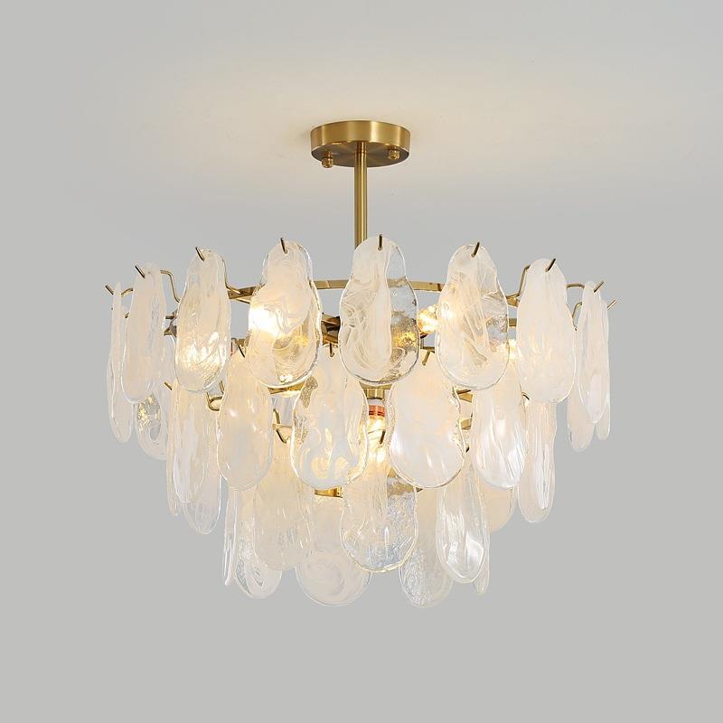 彩个性云水璃晶吊灯法式浪漫轻奢气客厅卧0室餐厅贝壳玻大吊灯