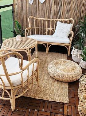 藤沙发天然真藤日式沙阳光宿房藤编庭院发组合sf04印休尼单人闲民