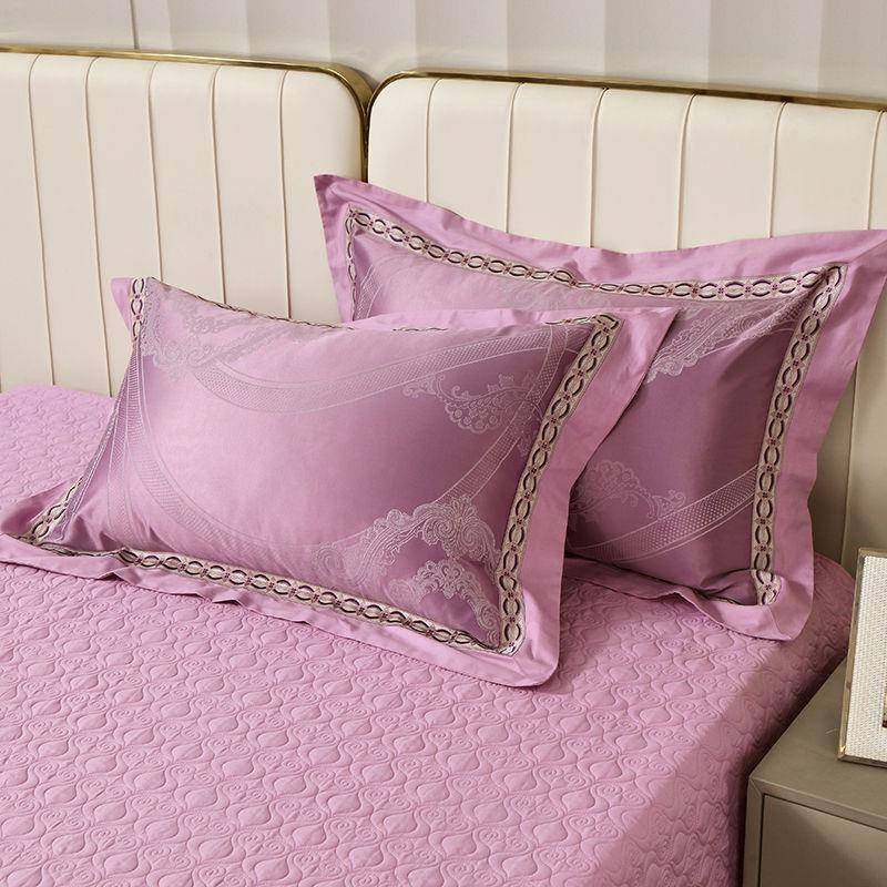 QNN高端欧式轻奢风贡缎提芯花人枕一对装套结婚庆大红色枕头套单