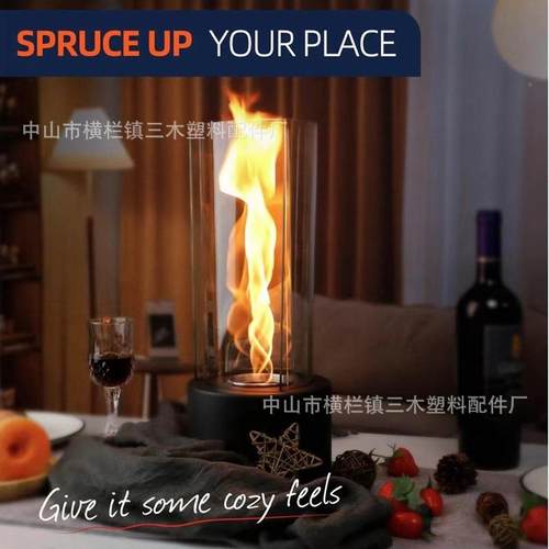 亚马逊酒壁炉灯家旋转台式用真取壁暖炉桌面旋转火焰圆形壁火炉台
