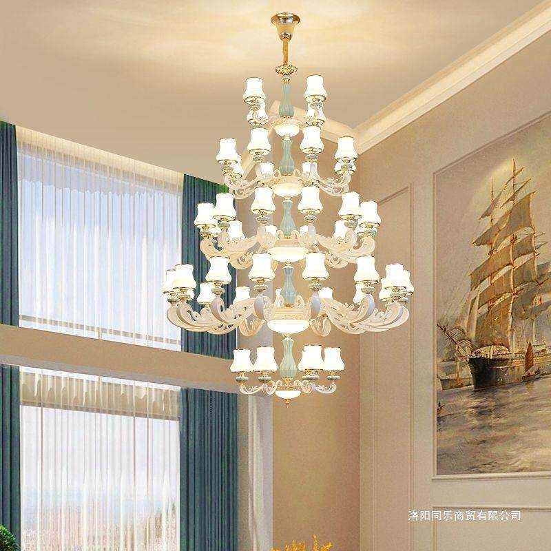 110复中式楼楼客厅欧店式大吊灯新款中空豪华高档酒别墅楼梯灯具,家装灯饰光源,智能吊灯,淘宝优惠券,粉丝福利购,淘宝优惠卷