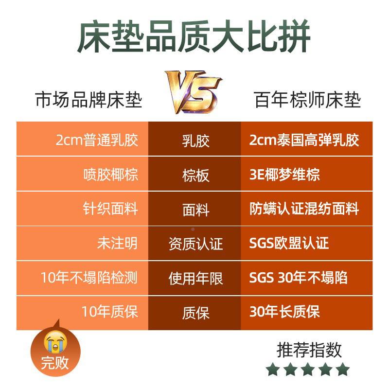 1.8米棕榈床垫棕垫席做XHV思厂家1e.2米梦泰国乳胶椰棕床垫