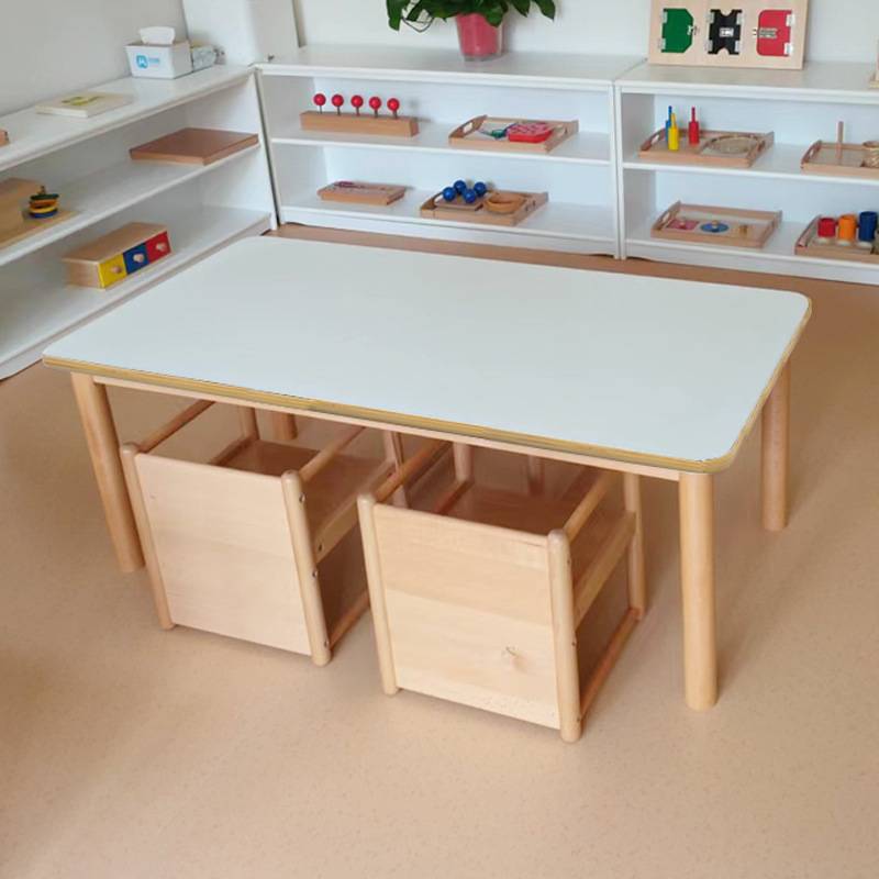 蓝精灵榉木幼儿园桌椅早教托运部课桌椅混搭色宝宝玩具桌饭桌