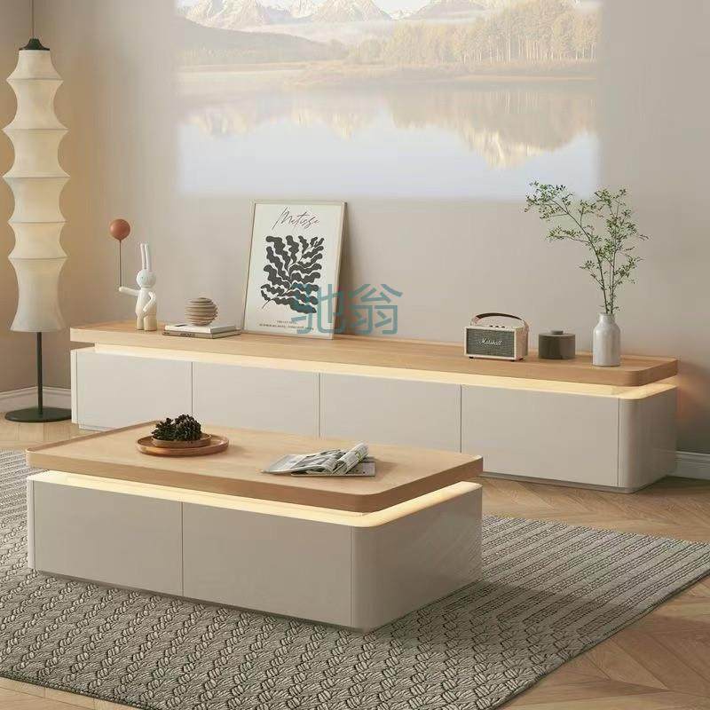 FN6奶油风客厅家用落地电视柜茶几组合实木茶几桌台小户型原木风,乐器/吉他/钢琴/配件,其它乐器配件,淘宝优惠券,粉丝福利购,淘宝优惠卷