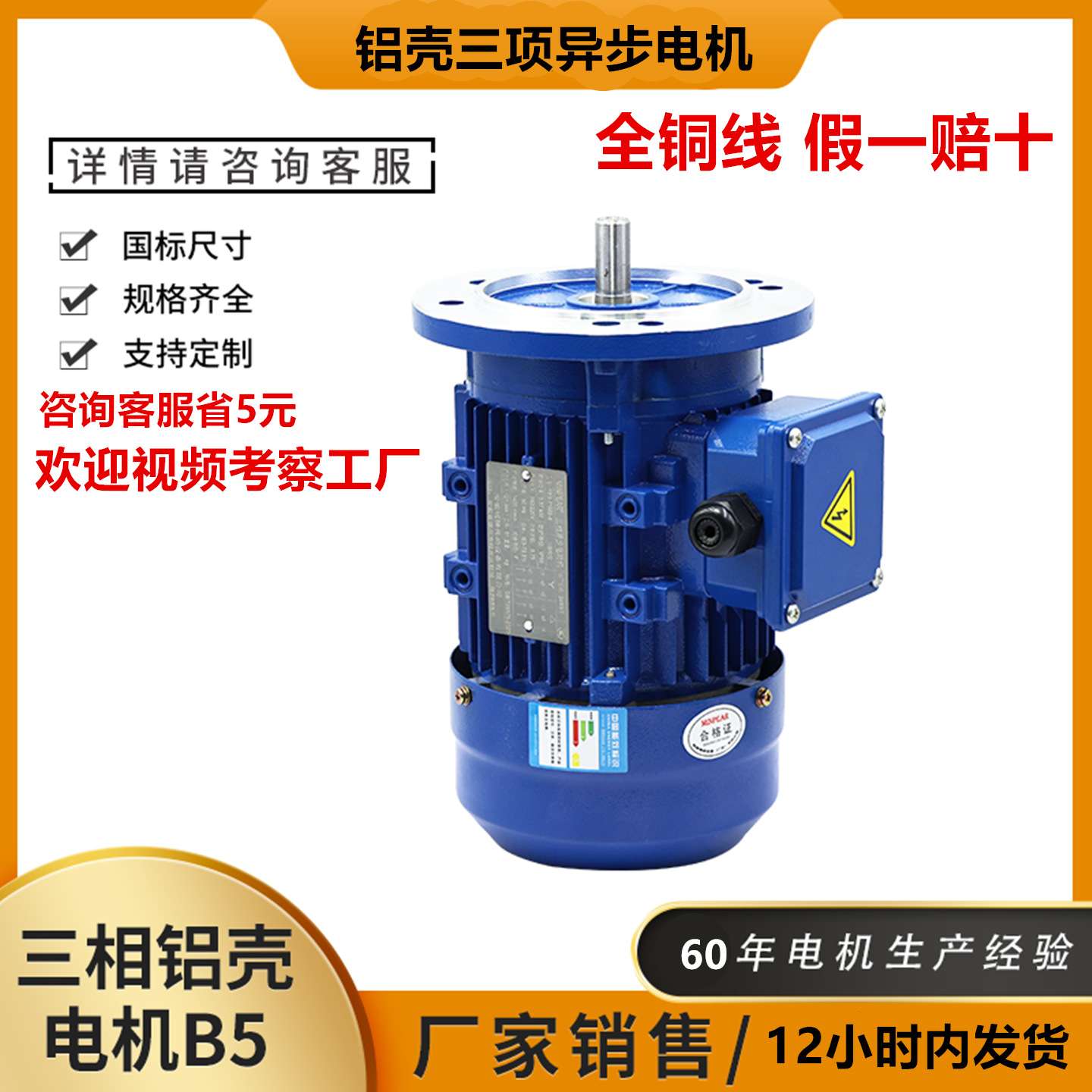 YE5一级能效电机YE5-802-4 0.75KW 4极三相异步电机B5铝壳马达